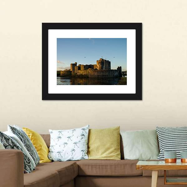 Carphilly Castle Canvas Wall Art-3 Horizontal-Gallery Wrap-25" x 16"-Tiaracle