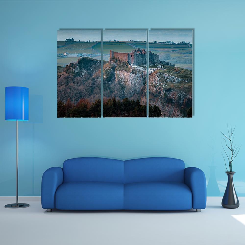 Carreg Cennen Castle Canvas Wall Art-3 Horizontal-Gallery Wrap-37" x 24"-Tiaracle