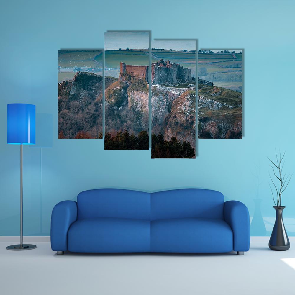 Carreg Cennen Castle Canvas Wall Art-4 Pop-Gallery Wrap-50" x 32"-Tiaracle