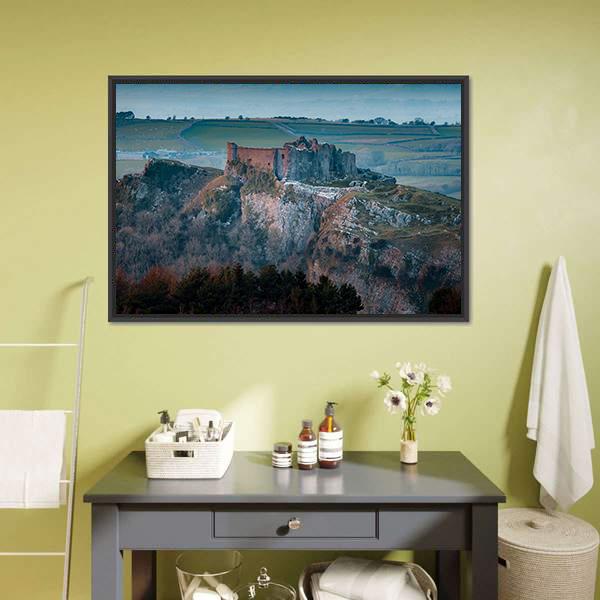 Carreg Cennen Castle Canvas Wall Art-3 Horizontal-Gallery Wrap-25" x 16"-Tiaracle