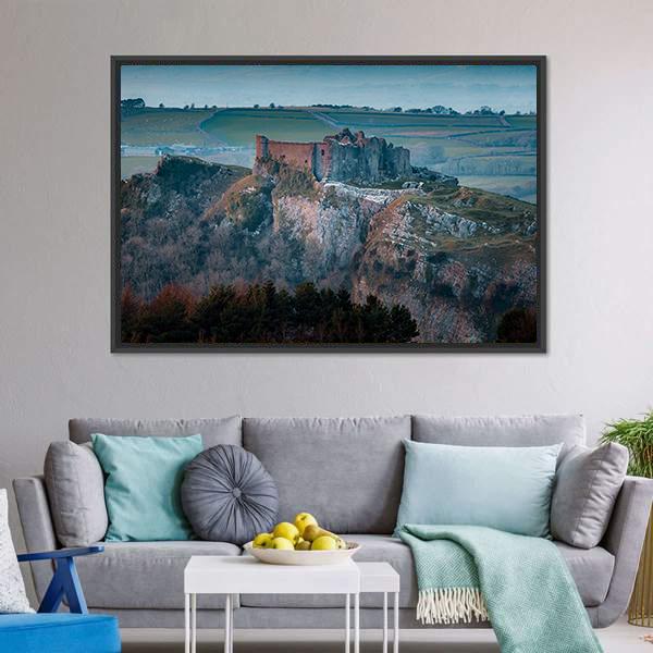 Carreg Cennen Castle Canvas Wall Art-1 Piece-Floating Frame-24" x 16"-Tiaracle