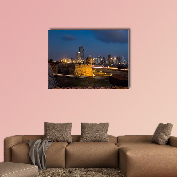 Cartagena's Colonial Wall Canvas Wall Art-1 Piece-Gallery Wrap-48" x 32"-Tiaracle