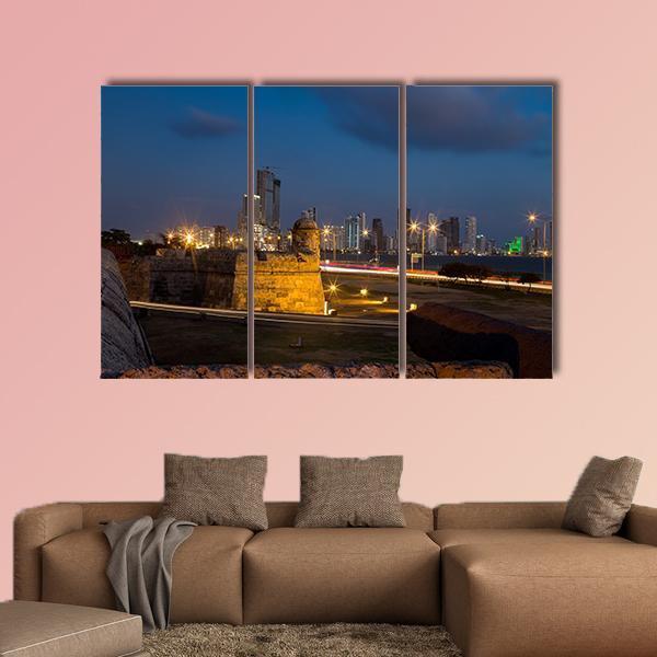 Cartagena's Colonial Wall Canvas Wall Art-3 Horizontal-Gallery Wrap-25" x 16"-Tiaracle