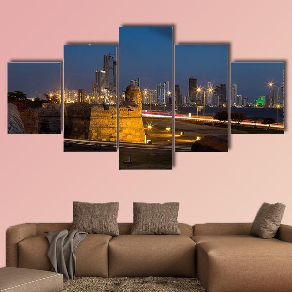 Cartagena's Colonial Wall Canvas Wall Art-1 Piece-Gallery Wrap-48" x 32"-Tiaracle