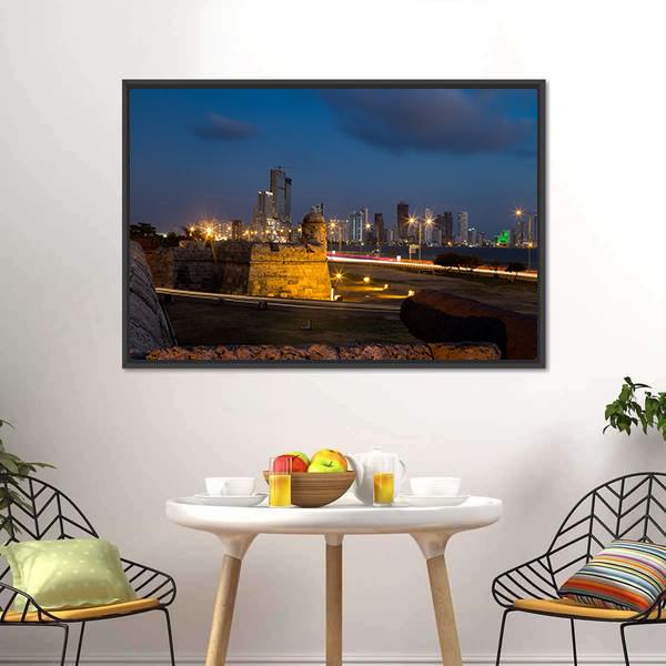 Cartagena's Colonial Wall Canvas Wall Art-3 Horizontal-Gallery Wrap-25" x 16"-Tiaracle