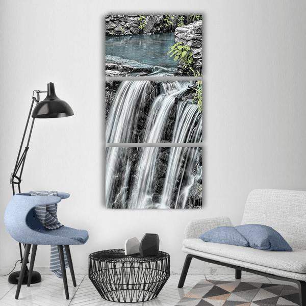 Cascade Downfall Vertical Canvas Wall Art-3 Vertical-Gallery Wrap-12" x 25"-Tiaracle