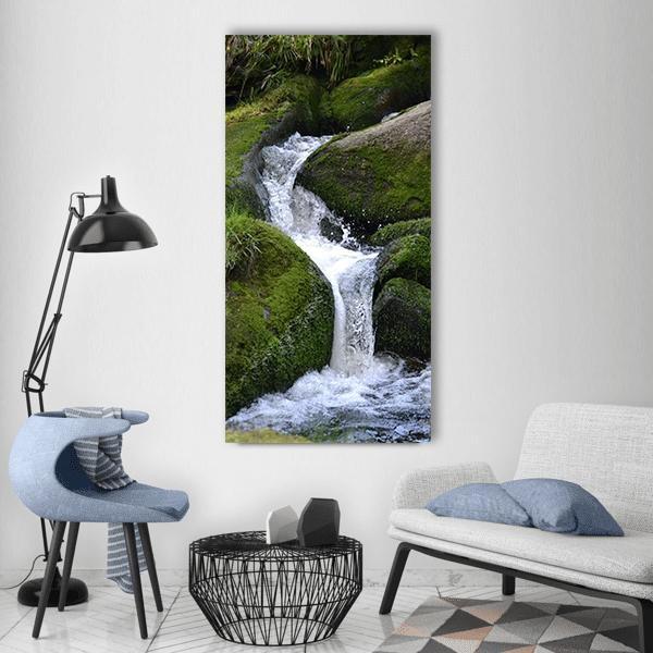 Cascade Moss Waterfall Vertical Canvas Wall Art-1 Vertical-Gallery Wrap-12" x 24"-Tiaracle