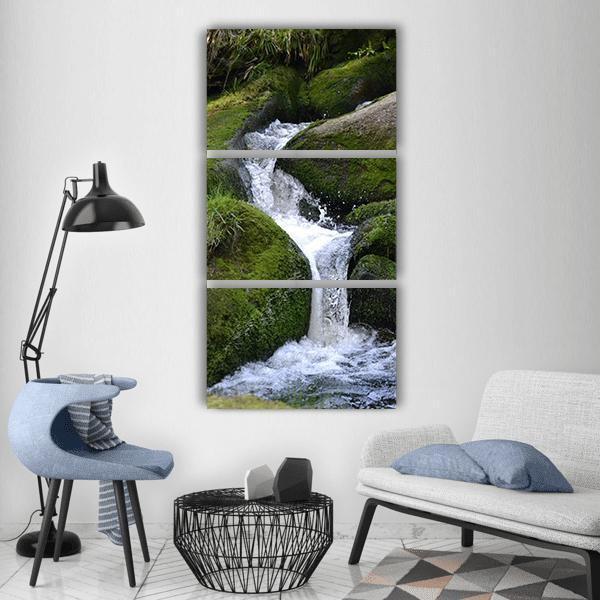 Cascade Moss Waterfall Vertical Canvas Wall Art-3 Vertical-Gallery Wrap-12" x 25"-Tiaracle