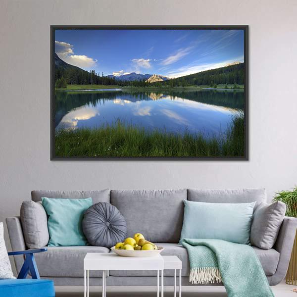 Cascade Ponds Canvas Wall Art-1 Piece-Floating Frame-24" x 16"-Tiaracle