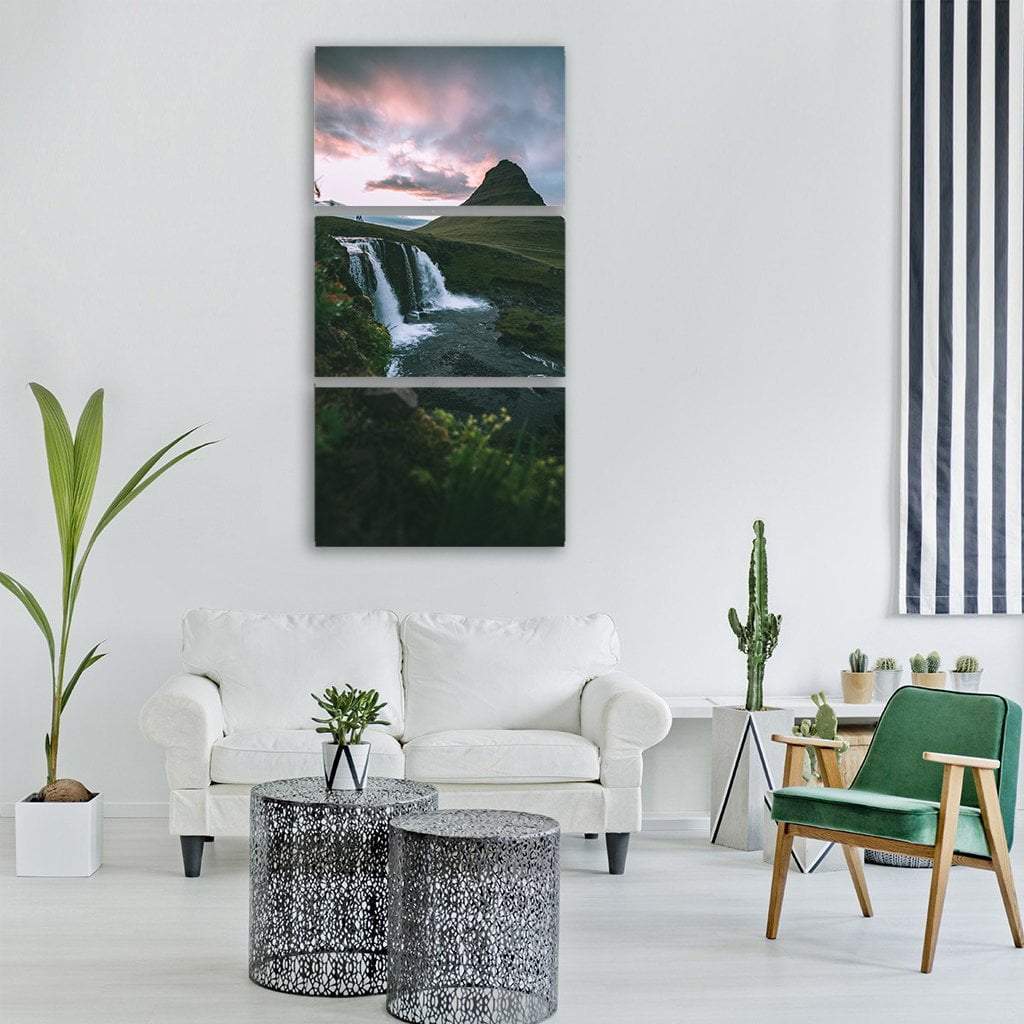 Cascade River Waterfall Vertical Canvas Wall Art-3 Vertical-Gallery Wrap-12" x 25"-Tiaracle
