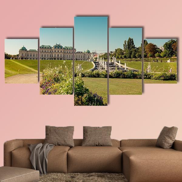 Fountain At Belvedere Garden Canvas Wall Art-5 Star-Gallery Wrap-62" x 32"-Tiaracle