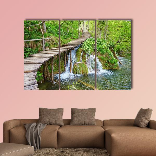 Path In Plitvice Lake Canvas Wall Art-3 Horizontal-Gallery Wrap-37" x 24"-Tiaracle