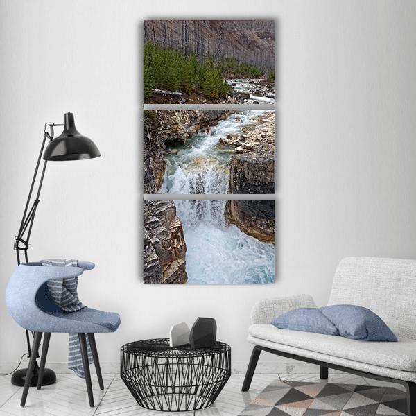Cascades River Waterfall Vertical Canvas Wall Art-3 Vertical-Gallery Wrap-12" x 25"-Tiaracle