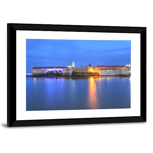 Casco Viejo In Twilight Panoramic Canvas Wall Art-1 Piece-36" x 12"-Tiaracle