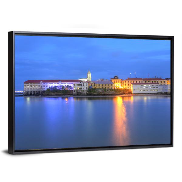 Casco Viejo In Twilight Panoramic Canvas Wall Art-1 Piece-36" x 12"-Tiaracle