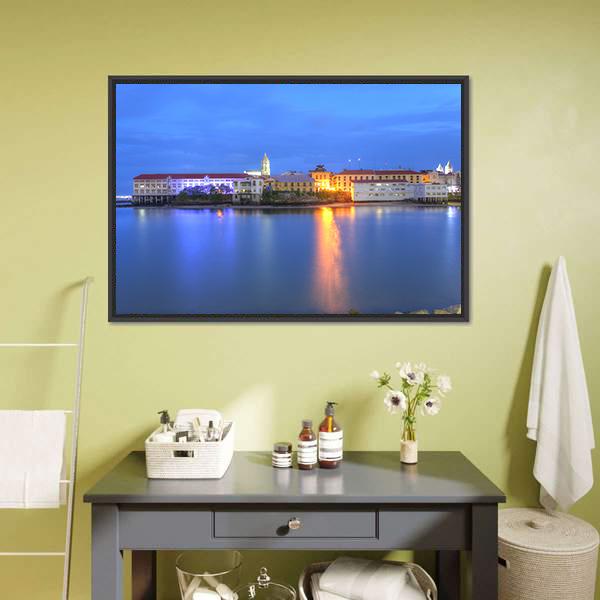 Casco Viejo In Twilight Panoramic Canvas Wall Art-1 Piece-36" x 12"-Tiaracle
