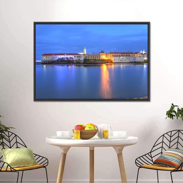 Casco Viejo In Twilight Panoramic Canvas Wall Art-1 Piece-36" x 12"-Tiaracle