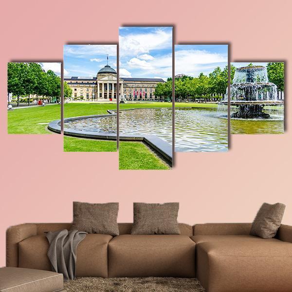 Casino Kurhaus Of Wiesbaden Canvas Wall Art-5 Star-Gallery Wrap-62" x 32"-Tiaracle