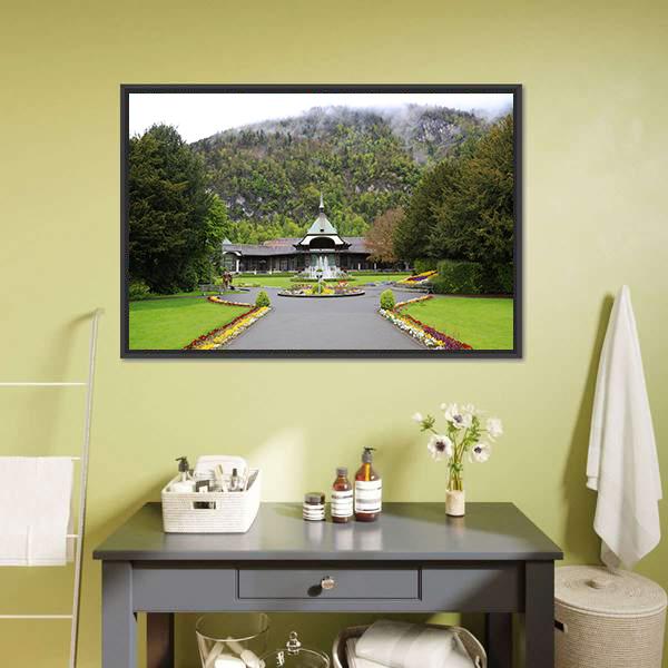 Casino Kursaal In Interlaken Canvas Wall Art-1 Piece-Floating Frame-24" x 16"-Tiaracle