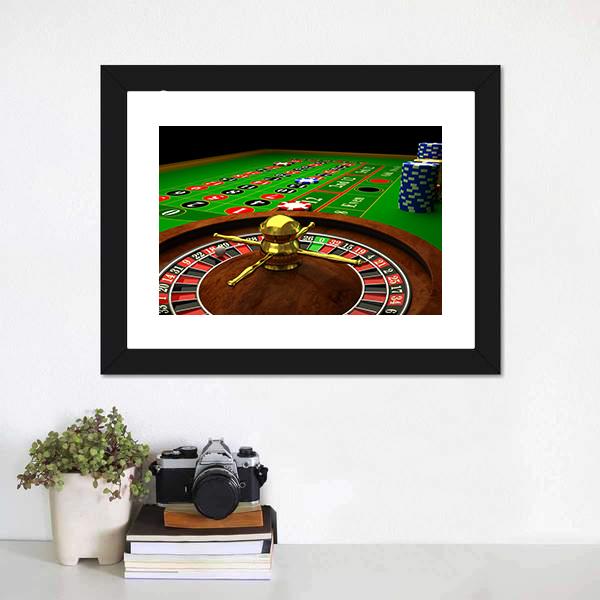 Casino Roulette Canvas Wall Art-1 Piece-Framed Print-20&quot; x 16&quot;-Tiaracle
