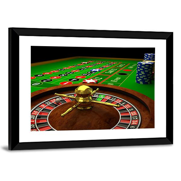 Casino Roulette Canvas Wall Art-5 Horizontal-Gallery Wrap-22&quot; x 12&quot;-Tiaracle