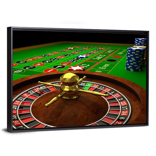 Casino Roulette Canvas Wall Art-5 Horizontal-Gallery Wrap-22&quot; x 12&quot;-Tiaracle