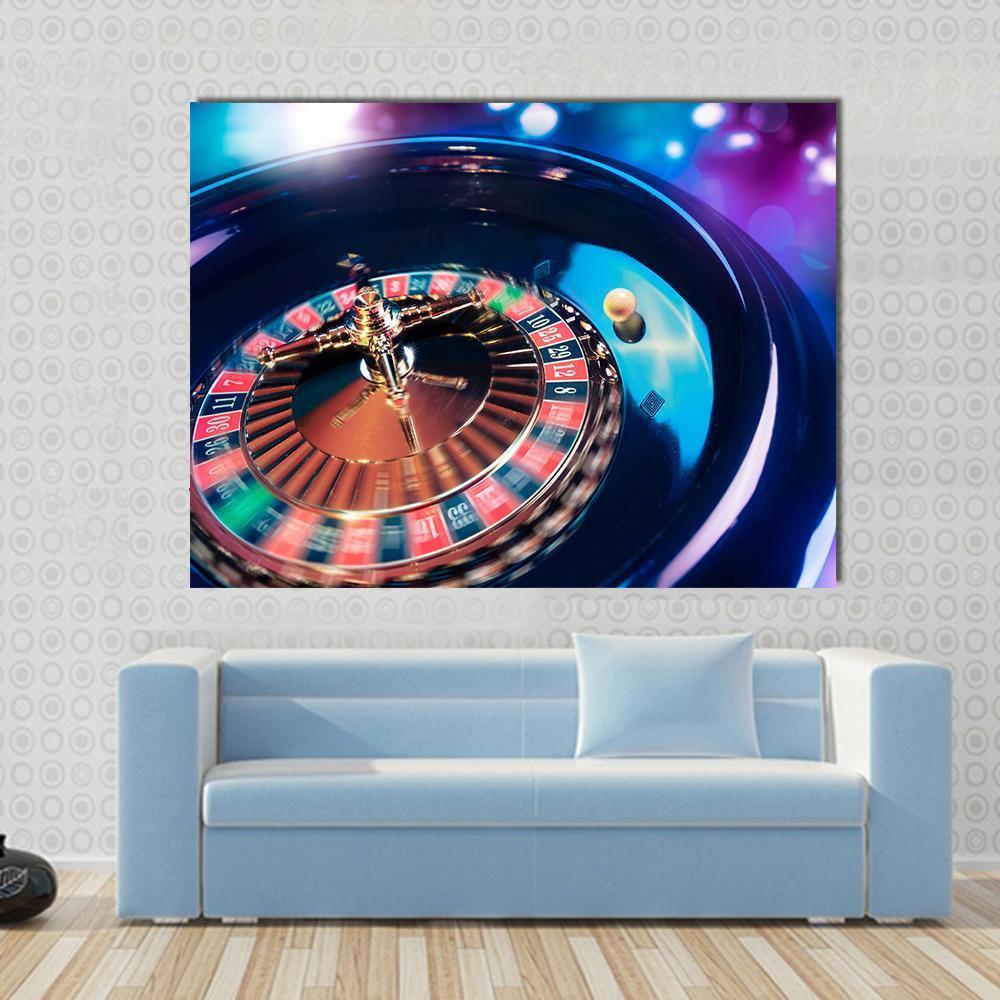 Casino Roulette In Motion Canvas Wall Art-1 Piece-Gallery Wrap-36" x 24"-Tiaracle