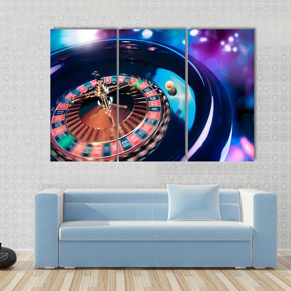 Casino Roulette In Motion Canvas Wall Art-3 Horizontal-Gallery Wrap-37&quot; x 24&quot;-Tiaracle