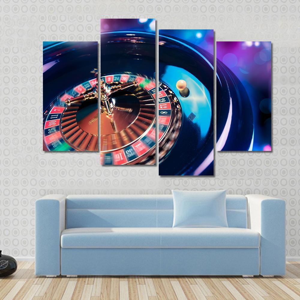 Casino Roulette In Motion Canvas Wall Art-4 Pop-Gallery Wrap-50&quot; x 32&quot;-Tiaracle