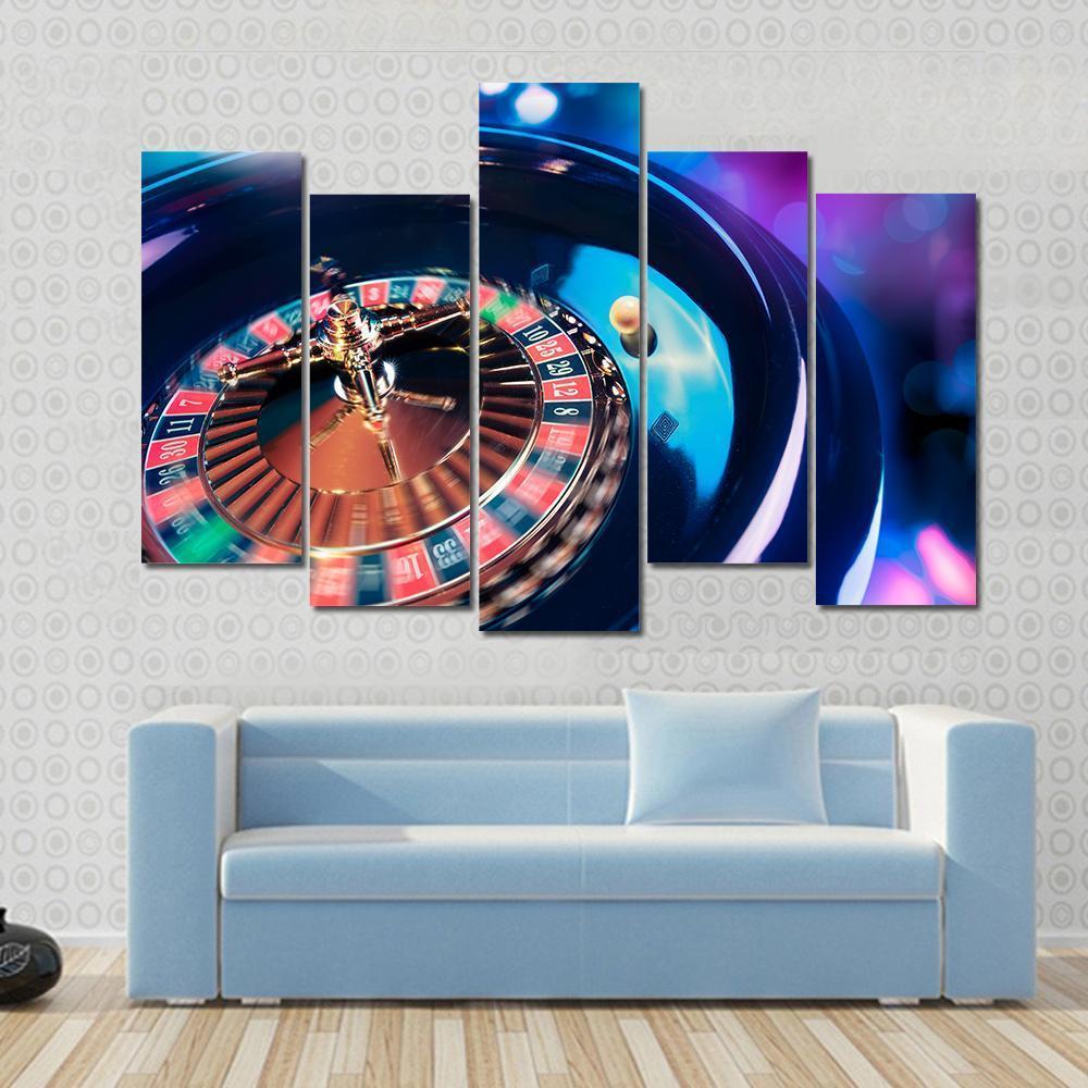 Casino Roulette In Motion Canvas Wall Art-5 Pop-Gallery Wrap-47&quot; x 32&quot;-Tiaracle