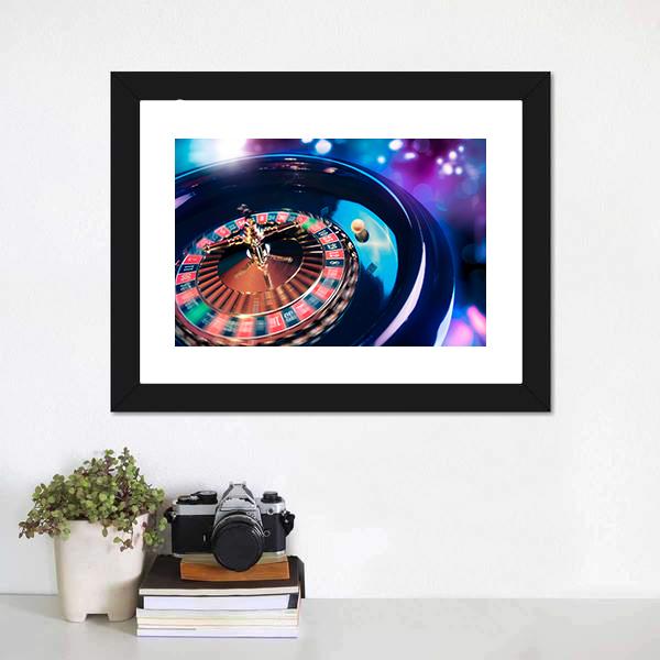 Casino Roulette In Motion Canvas Wall Art-1 Piece-Framed Print-20&quot; x 16&quot;-Tiaracle