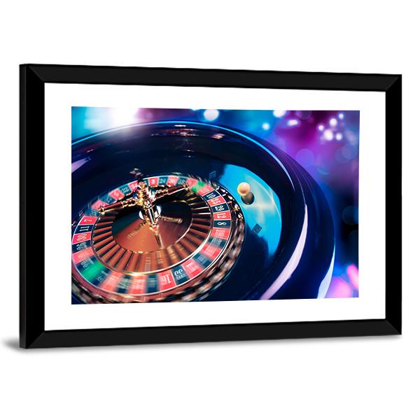 Casino Roulette In Motion Panoramic Canvas Wall Art-1 Piece-36" x 12"-Tiaracle