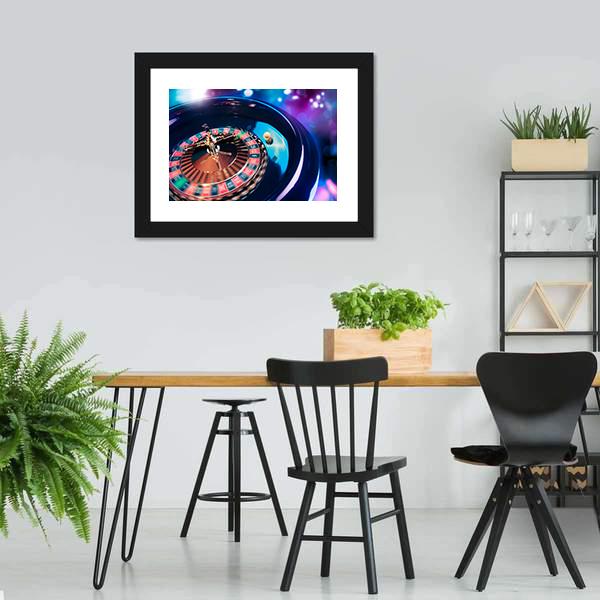 Casino Roulette In Motion Panoramic Canvas Wall Art-1 Piece-36" x 12"-Tiaracle