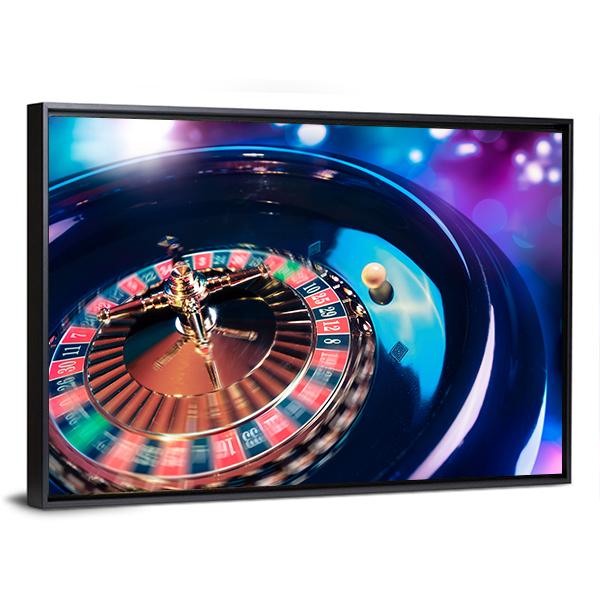 Casino Roulette In Motion Panoramic Canvas Wall Art-1 Piece-36" x 12"-Tiaracle