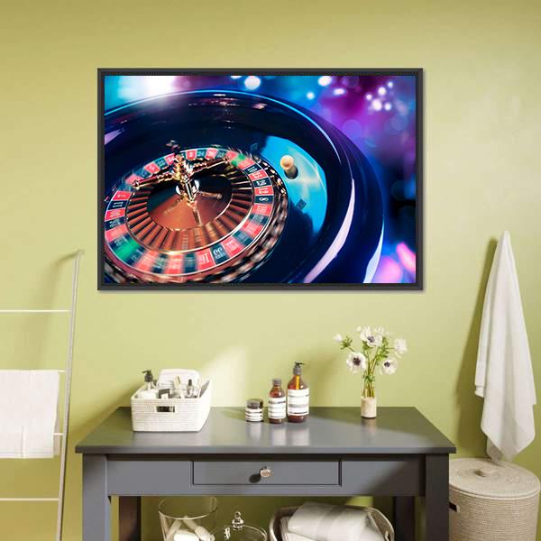 Casino Roulette In Motion Panoramic Canvas Wall Art-1 Piece-36" x 12"-Tiaracle