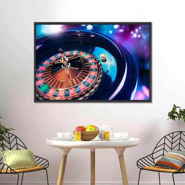 Casino Roulette In Motion Panoramic Canvas Wall Art-1 Piece-36" x 12"-Tiaracle