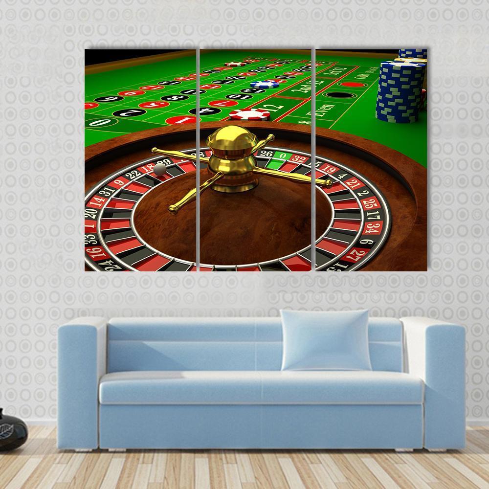 Casino Roulette Canvas Wall Art-3 Horizontal-Gallery Wrap-37&quot; x 24&quot;-Tiaracle