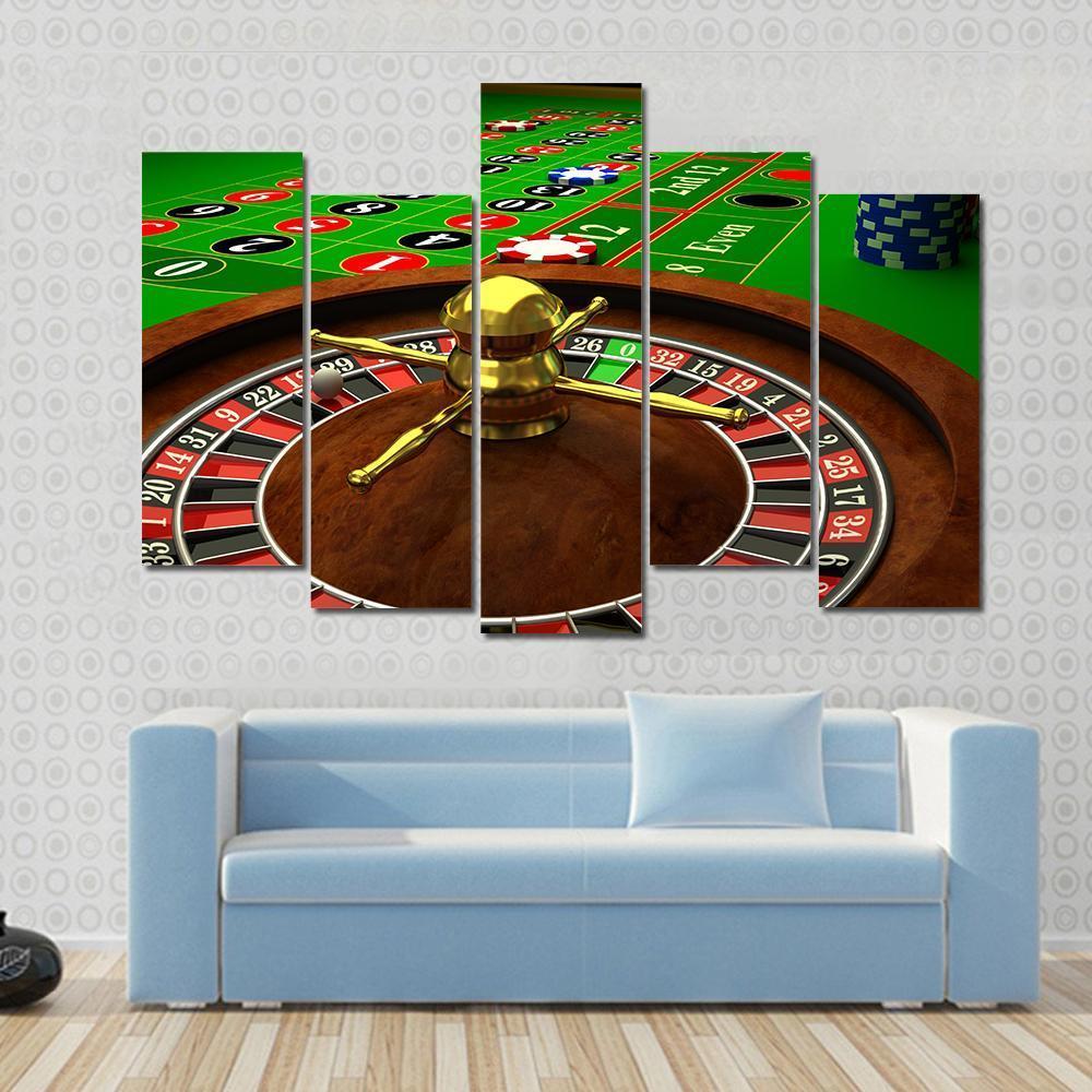 Casino Roulette Canvas Wall Art-5 Pop-Gallery Wrap-47&quot; x 32&quot;-Tiaracle