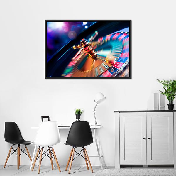 Casino Wheel In Motion Canvas Wall Art-5 Horizontal-Gallery Wrap-22" x 12"-Tiaracle