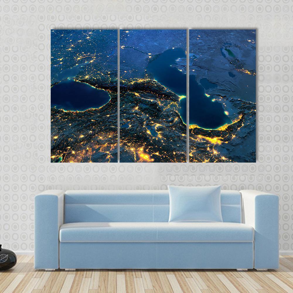 Caspian Sea From Space Canvas Wall Art-3 Horizontal-Gallery Wrap-37" x 24"-Tiaracle