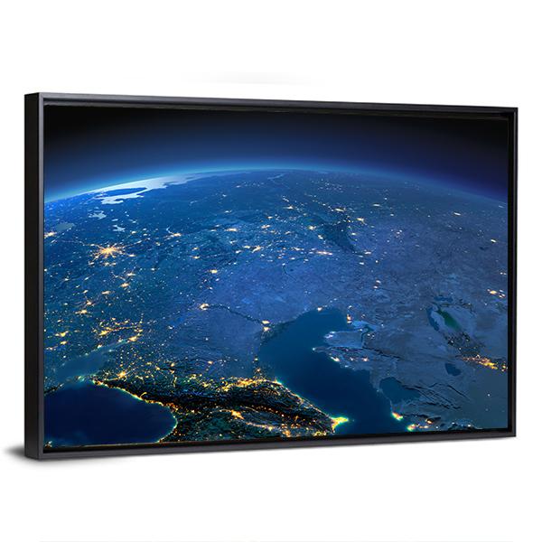 Caspian Sea From Space Canvas Wall Art-3 Horizontal-Gallery Wrap-25" x 16"-Tiaracle