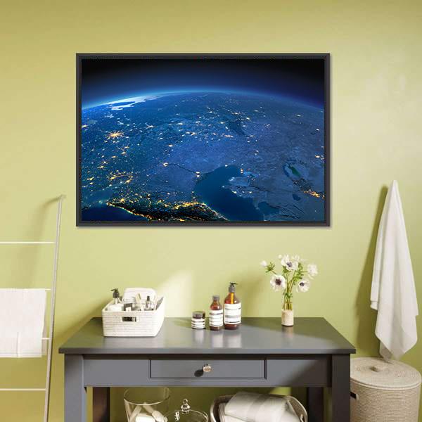Caspian Sea From Space Canvas Wall Art-3 Horizontal-Gallery Wrap-25" x 16"-Tiaracle