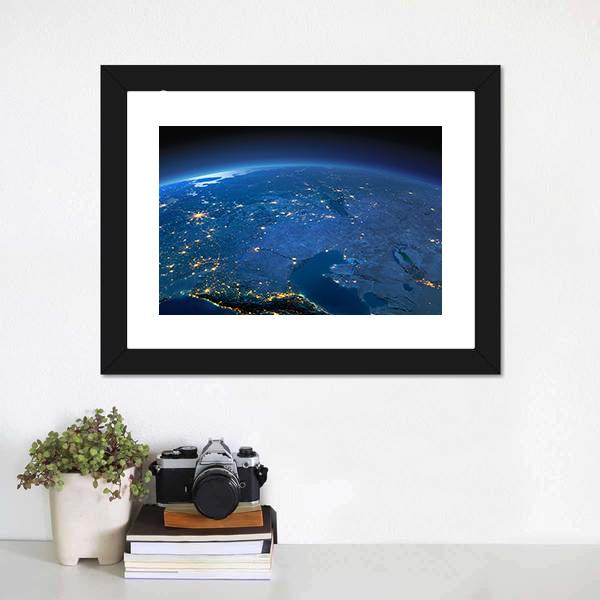 Caspian Sea From Space Canvas Wall Art-1 Piece-Framed Print-20" x 16"-Tiaracle