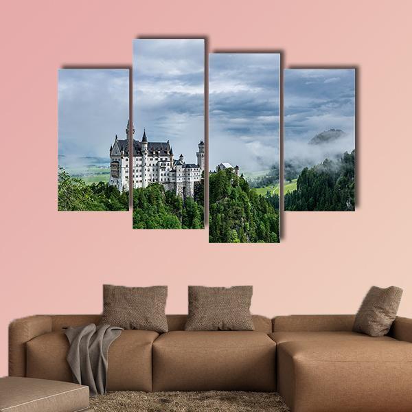 Castel Called Neuschwanstein In Bavaria Canvas Wall Art-4 Pop-Gallery Wrap-50" x 32"-Tiaracle