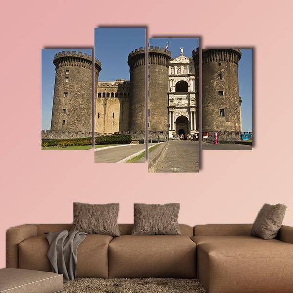Castel Dell Ovo Canvas Wall Art-4 Pop-Gallery Wrap-50" x 32"-Tiaracle