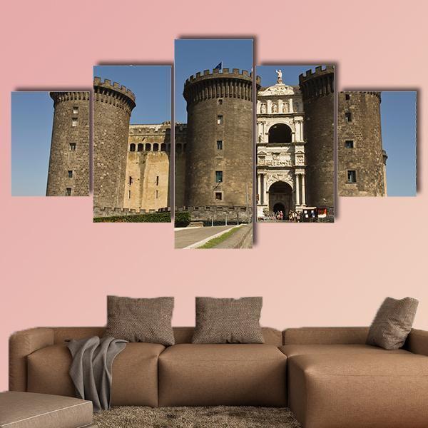 Castel Dell Ovo Canvas Wall Art-3 Horizontal-Gallery Wrap-37" x 24"-Tiaracle