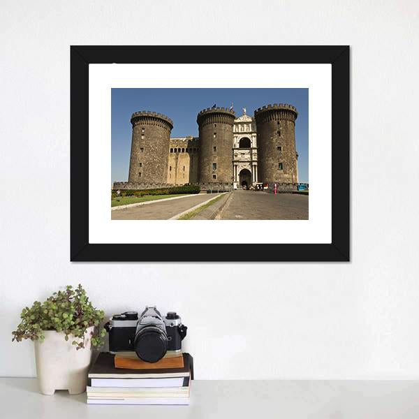 Castel Dell Ovo Canvas Wall Art-1 Piece-Framed Print-20" x 16"-Tiaracle