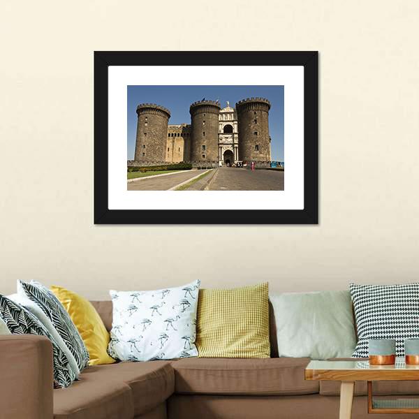 Castel Dell Ovo Canvas Wall Art-3 Horizontal-Gallery Wrap-25" x 16"-Tiaracle