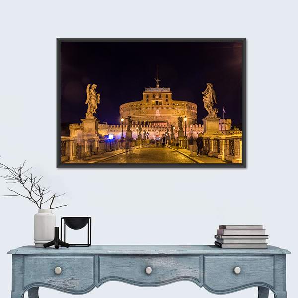 Castel Sant'Angelo Rome Canvas Wall Art-1 Piece-Floating Frame-36" x 24"-Tiaracle