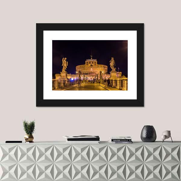 Castel Sant'Angelo Rome Canvas Wall Art-1 Piece-Framed Print-20" x 16"-Tiaracle